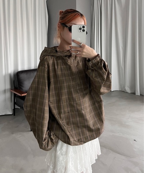 sedacle（セダクル）の「アソートチェックアノラック（パーカー・メンズ・ネイビー/ボルドー/ブラウン/ブルー・SMALL/MEDIUM/LARGE）」の6枚目の写真