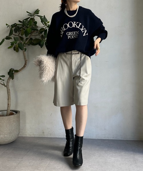 DouDou（ドゥドゥ）の「【WEB限定】スウェットライクロゴプルオーバー（ニット/セーター・レディース・グレー/アイボリー/ネイビー・FREE）」の7枚目の写真