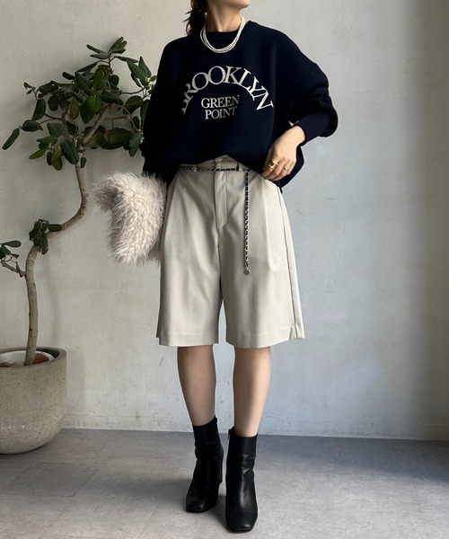 DouDou（ドゥドゥ）の「【WEB限定】スウェットライクロゴプルオーバー（ニット/セーター・レディース・グレー/アイボリー/ネイビー・FREE）」の8枚目の写真