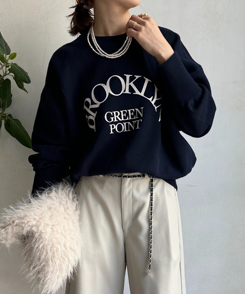 DouDou（ドゥドゥ）の「【WEB限定】スウェットライクロゴプルオーバー（ニット/セーター・レディース・グレー/アイボリー/ネイビー・FREE）」の11枚目の写真