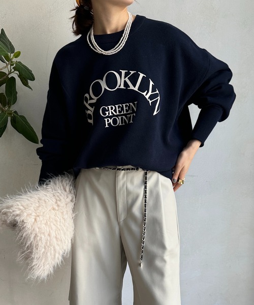 DouDou（ドゥドゥ）の「【WEB限定】スウェットライクロゴプルオーバー（ニット/セーター・レディース・グレー/アイボリー/ネイビー・FREE）」の12枚目の写真