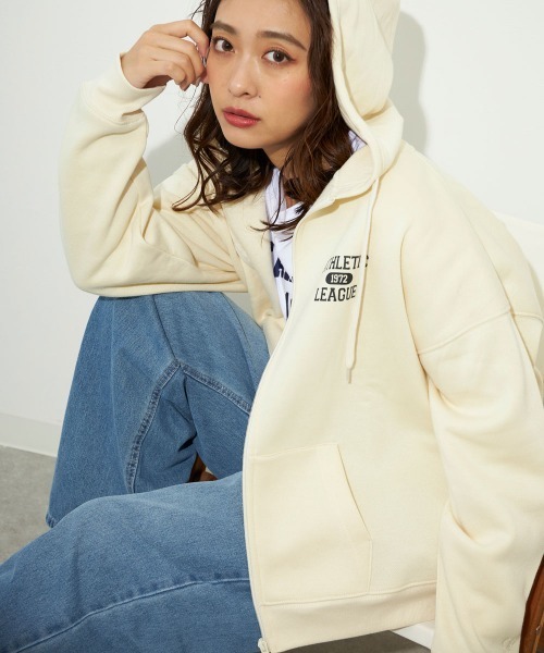 Ocean Pacific（オーシャンパシフィック）の「【OP/オーピー】レディーススウェットジップパーカー　カレッジデザイン（パーカー・レディース・ネイビー/アイボリー/チャコールグレー/ヘザーグレー・MEDIUM/LARGE/X-LARGE）」の21枚目の写真