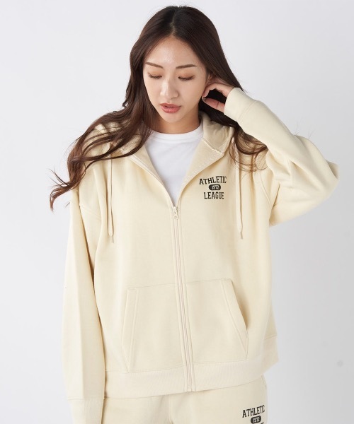 Ocean Pacific（オーシャンパシフィック）の「【OP/オーピー】レディーススウェットジップパーカー　カレッジデザイン（パーカー・レディース・ネイビー/アイボリー/チャコールグレー/ヘザーグレー・MEDIUM/LARGE/X-LARGE）」の5枚目の写真