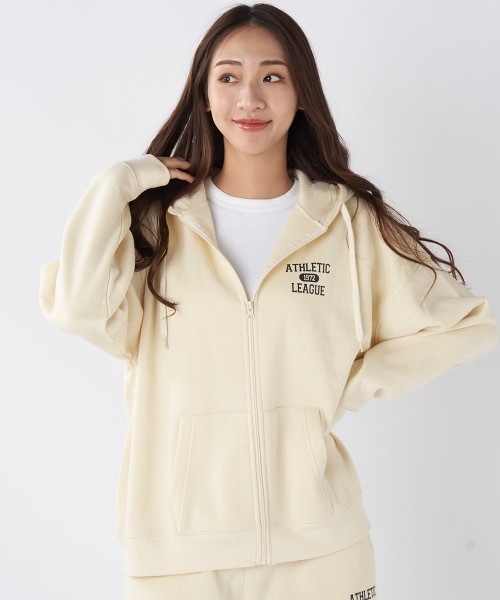 Ocean Pacific（オーシャンパシフィック）の「【OP/オーピー】レディーススウェットジップパーカー　カレッジデザイン（パーカー・レディース・ネイビー/アイボリー/チャコールグレー/ヘザーグレー・MEDIUM/LARGE/X-LARGE）」の13枚目の写真