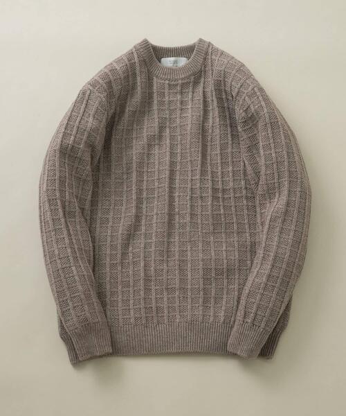 セール】『XLサイズあり』メリノウール変形ワッフルニット（ニット
