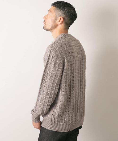 セール】『XLサイズあり』メリノウール変形ワッフルニット（ニット