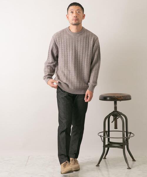 セール】『XLサイズあり』メリノウール変形ワッフルニット（ニット