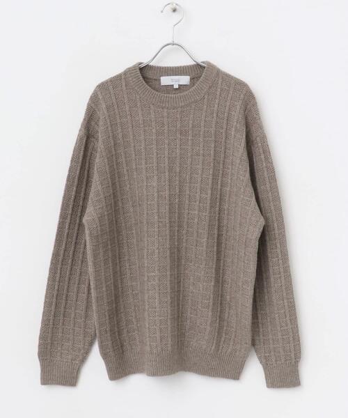 【BEIGE】『XLサイズあり』メリノウール変形ワッフルニット セール】『XLサイズあり』メリノウール変形ワッフルニット（ニット