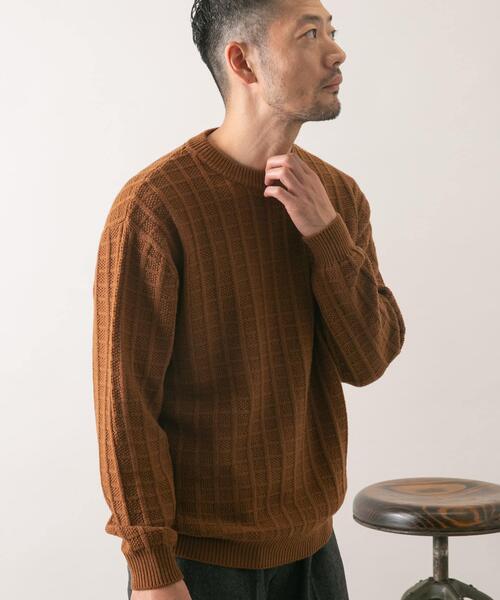 URBAN RESEARCH ROSSO MEN（アーバンリサーチロッソメン）の「『XLサイズあり』メリノウール変形ワッフルニット（ニット/セーター・メンズ・ブラウン/ブラック/ネイビー/ベージュ/ライトグレー・X-LARGE/LARGE/MEDIUM/SMALL）」の6枚目の写真