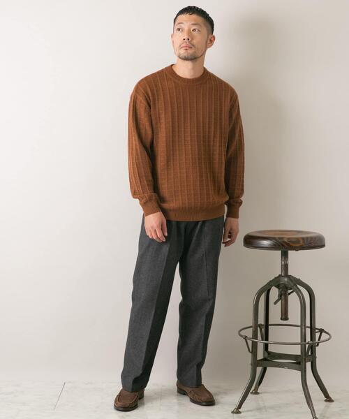 URBAN RESEARCH ROSSO MEN（アーバンリサーチロッソメン）の「『XLサイズあり』メリノウール変形ワッフルニット（ニット/セーター・メンズ・ブラウン/ブラック/ネイビー/ベージュ/ライトグレー・X-LARGE/LARGE/MEDIUM/SMALL）」の8枚目の写真