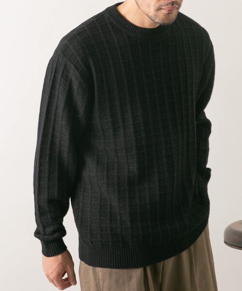 URBAN RESEARCH ROSSO MEN（アーバンリサーチロッソメン）の「『XLサイズあり』メリノウール変形ワッフルニット（ニット/セーター・メンズ・ブラウン/ブラック/ネイビー/ベージュ/ライトグレー・X-LARGE/LARGE/MEDIUM/SMALL）」の18枚目の写真