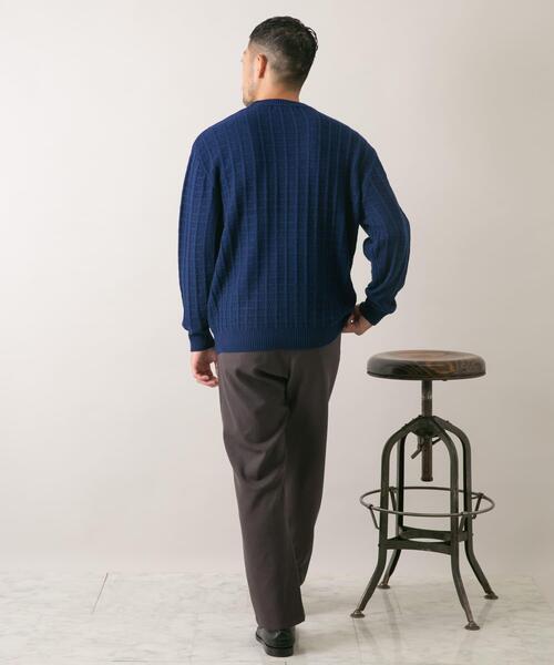 Calee パネル切替ウールワッフルニット sizeL Calee パネル切替ウール