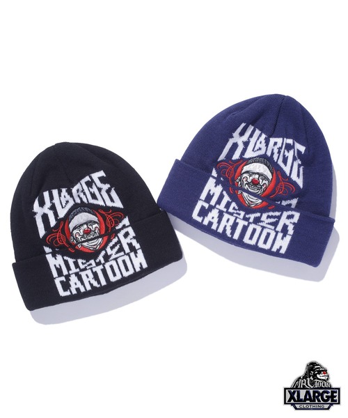 XLARGE(エクストララージ)の「XLARGE×Mister Cartoon CUFF BEANIE(ニットキャップ/ビーニー・メンズ・ブラック/ブルー・ONE SIZE)」の3枚目の写真