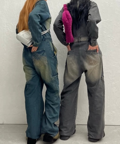 HTH(エイチティーエイチ)の「jump denim suit(セットアップ・レディース・インディゴブルー/ブラック・フリー)」の9枚目の写真