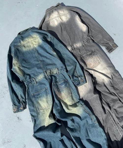 HTH(エイチティーエイチ)の「jump denim suit(セットアップ・レディース・インディゴブルー/ブラック・フリー)」の6枚目の写真