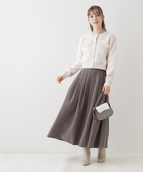 couture brooch(クチュールブローチ)の「◆【上品な着こなしが叶う】ツイード風ニットジャケットカーディガン(カーディガン/ボレロ・レディース・チャコールグレー/グレー/アイボリー・38)」の19枚目の写真