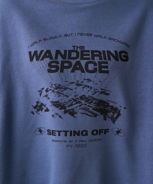 PUAL CE CIN（ピュアルセシン）の「ヴィンテージライクスペースプリント裏起毛スウェット（スウェット・レディース・チャコールグレー/ブルー・FREE）」の16枚目の写真