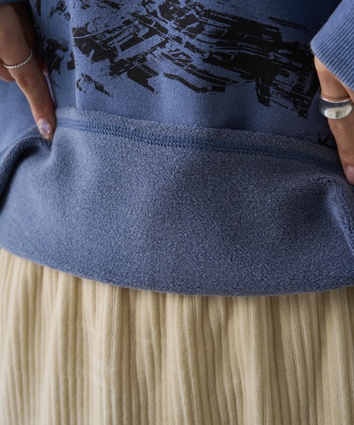 PUAL CE CIN（ピュアルセシン）の「ヴィンテージライクスペースプリント裏起毛スウェット（スウェット・レディース・チャコールグレー/ブルー・FREE）」の19枚目の写真