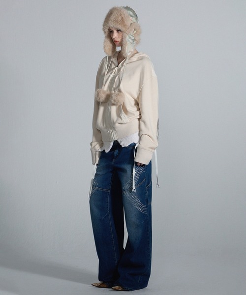 SCULPTOR（スカルプター）の「Beaded Hoodie Zip-Up/ビーズフーディ