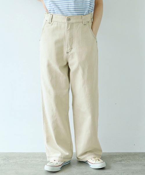 PAR ICI（パーリッシィ）の「デニム ウォッシュサイドタブパンツ（デニムパンツ・レディース・ネイビー/ピンク/ブルー/アイボリー・S/M）」の2枚目の写真