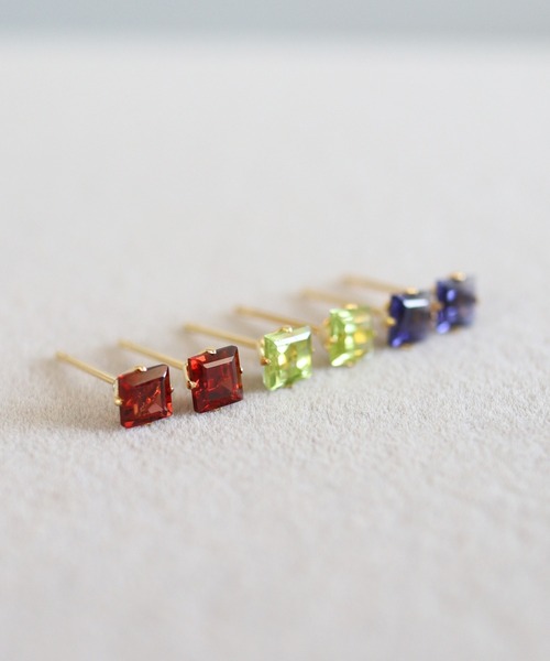 セール】KAM.accessory/スクエア天然石スタッドピアス/サージカル