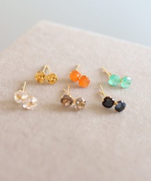 KAM.accessory/スクエア天然石スタッドピアス/サージカルステンレス316