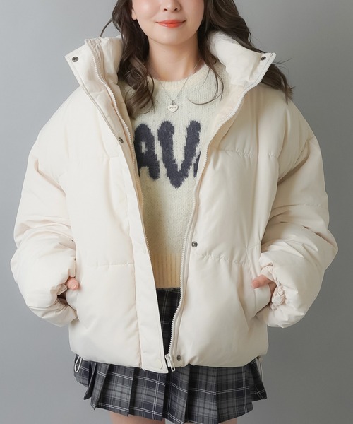 SPINNS（スピンズ）の「軽いのに最強あったか★究極シンプル中綿ジャケット（ダウンジャケット/コート・レディース・ブラック/アイボリー・ONESIZE）」の14枚目の写真