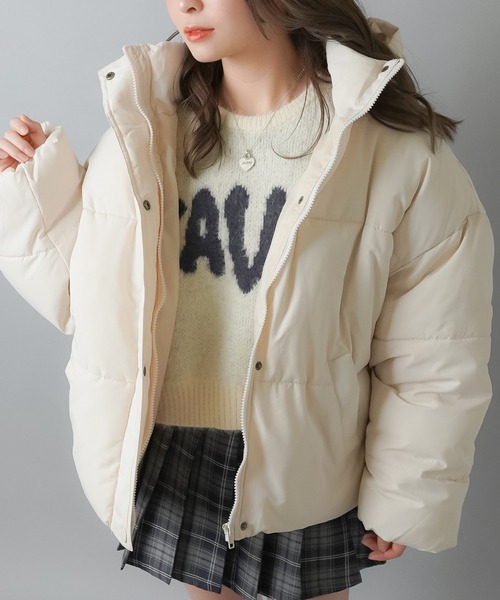 SPINNS（スピンズ）の「軽いのに最強あったか★究極シンプル中綿ジャケット（ダウンジャケット/コート・レディース・ブラック/アイボリー・ONESIZE）」の15枚目の写真