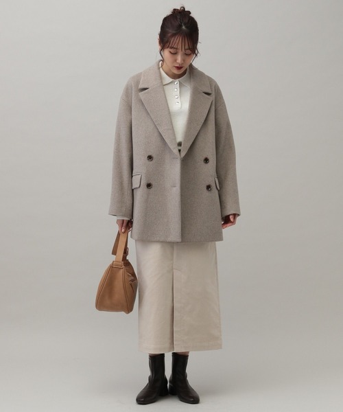 MATEINEE LINEウール2WAYネックジャケット グレージュMサイズ MATINEE LINE/ウール 2WAY ネックジャケット/グレージュ M