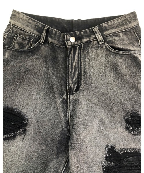 FUNdaysion(ファンデイション)の「クラッシュダメージルーズデニムパンツ(デニムパンツ・レディース・ブラック・M/L/S)」の15枚目の写真