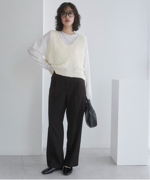 ANGIE（アンジー）の「リボンヤーン Vネック ニットベスト（ベスト・レディース・アイボリー/チャコールグレー/ライトグレー・FREE）」の9枚目の写真