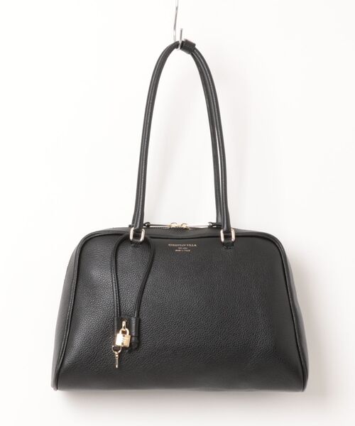 CHRISTIAN VILLA(クリスチャンヴィラ)の「【CHRISTIAN VILLA】チャーム付きシュリンクレザーハンドバッグ(Q56336)(ハンドバッグ・レディース・アイボリー/グレー/ブラック・ALL)」の2枚目の写真