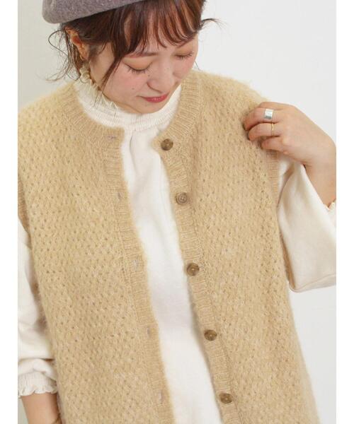 Samansa Mos2(サマンサ モスモス)の「【マシンウォッシャブル】前後2WAY柄編みベスト(ベスト・レディース・ベージュ/チャコールグレー/グリーン/モカ・F)」の4枚目の写真