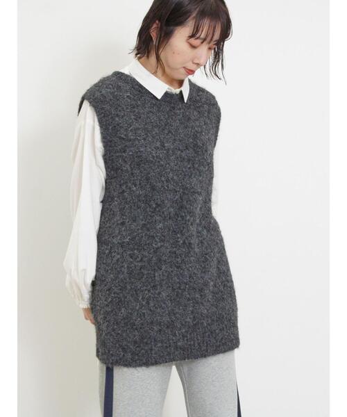 Samansa Mos2(サマンサ モスモス)の「【マシンウォッシャブル】前後2WAY柄編みベスト(ベスト・レディース・ベージュ/チャコールグレー/グリーン/モカ・F)」の2枚目の写真