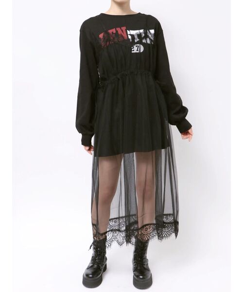 jouetie(ジュエティ)の「チュールレイヤードロングワンピース(ワンピース・レディース・ブラック/オフホワイト/グレー・MEDIUM)」の9枚目の写真