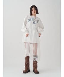 チュールレイヤードロングワンピース