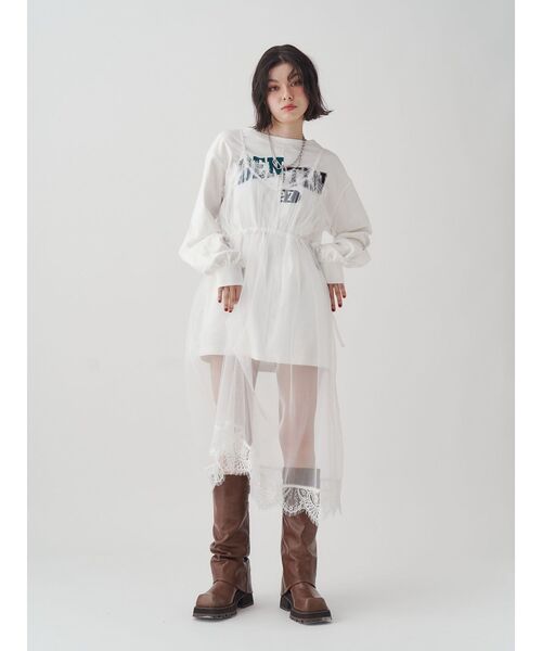 jouetie(ジュエティ)の「チュールレイヤードロングワンピース(ワンピース・レディース・ブラック/オフホワイト/グレー・MEDIUM)」の1枚目の写真
