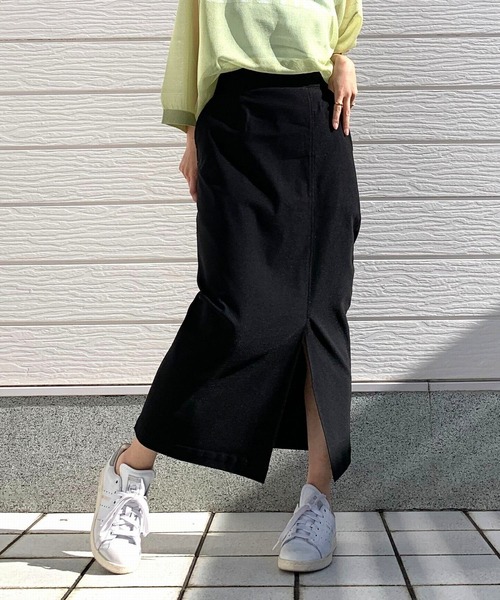 Q(キュー)の「ストレッチタイトスカート(スカート・レディース・カーキ/ブラック・MEDIUM)」の1枚目の写真