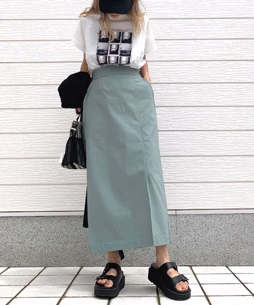 Q(キュー)の「ストレッチタイトスカート(スカート・レディース・カーキ/ブラック・MEDIUM)」の12枚目の写真