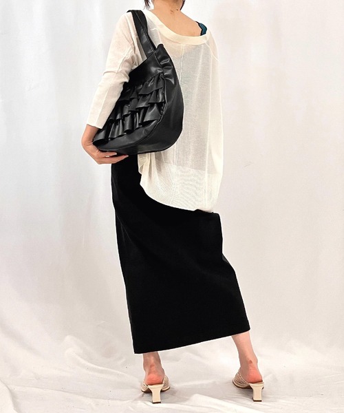 Q(キュー)の「ストレッチタイトスカート(スカート・レディース・カーキ/ブラック・MEDIUM)」の20枚目の写真