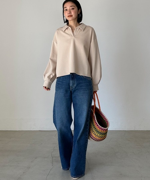 Doux archives（ドゥアルシーヴ）の「ダンボールスキッパープルオーバー（Tシャツ/カットソー・レディース・ベージュ/ミント/チャコールグレー・38）」の11枚目の写真