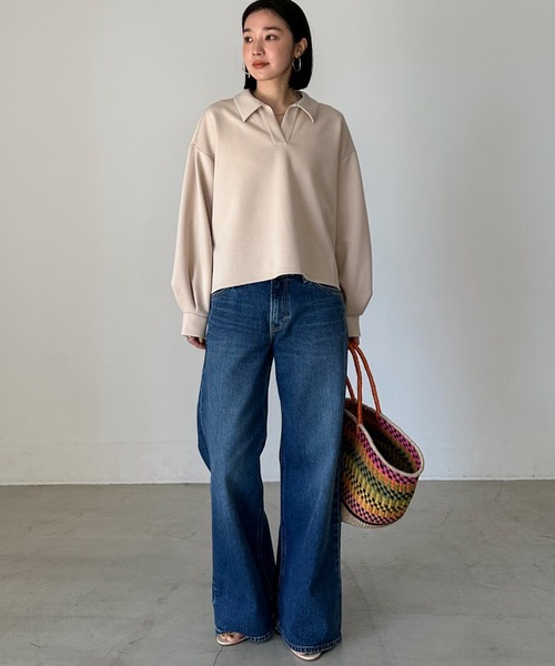 Doux archives（ドゥアルシーヴ）の「ダンボールスキッパープルオーバー（Tシャツ/カットソー・レディース・ベージュ/ミント/チャコールグレー・38）」の5枚目の写真