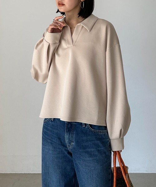 Doux archives（ドゥアルシーヴ）の「ダンボールスキッパープルオーバー（Tシャツ/カットソー・レディース・ベージュ/ミント/チャコールグレー・38）」の17枚目の写真