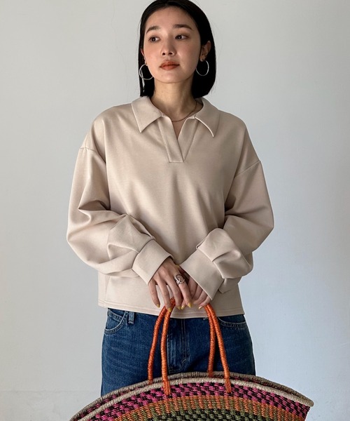 Doux archives（ドゥアルシーヴ）の「ダンボールスキッパープルオーバー（Tシャツ/カットソー・レディース・ベージュ/ミント/チャコールグレー・38）」の14枚目の写真