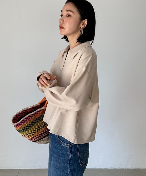 Doux archives（ドゥアルシーヴ）の「ダンボールスキッパープルオーバー（Tシャツ/カットソー・レディース・ベージュ/ミント/チャコールグレー・38）」の15枚目の写真