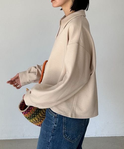 Doux archives（ドゥアルシーヴ）の「ダンボールスキッパープルオーバー（Tシャツ/カットソー・レディース・ベージュ/ミント/チャコールグレー・38）」の18枚目の写真