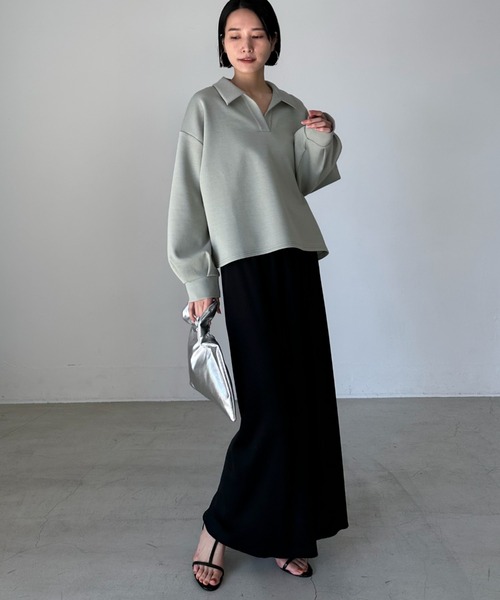 Doux archives（ドゥアルシーヴ）の「ダンボールスキッパープルオーバー（Tシャツ/カットソー・レディース・ベージュ/ミント/チャコールグレー・38）」の21枚目の写真