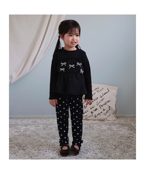 apres les cours（アプレレクール）の「裾リボン/7days Style pants（その他パンツ・キッズ・アイボリー/インディゴブルー/ブラック・90/100/110/120/80/130）」の4枚目の写真