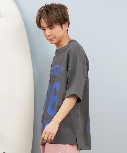 ムラサキスポーツ(ムラサキスポーツ)の「【ムラサキスポーツ限定】DEAR LAUREL/ディアローレル Tシャツ 半袖 バックプリント 抗菌防臭 UVケア 接触冷感 CAL FOOTBALL TEE D25S2106(Tシャツ/カットソー・メンズ・ネイビー/ホワイト/ブラック/サックスブルー・M/L/XL)」の14枚目の写真