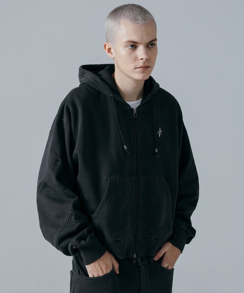 ajouter flow】af metal logo double zip-up hoodie（パーカー